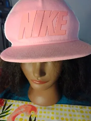 Vintage 90s 80s Nike Snapback Big Block Letters Truckers Nylon Pink Ball Cap • $32