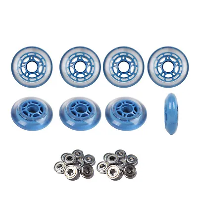 Roller Hockey Wheels 80mm 78A Soft Inline Skate Blue 8 Pack With Abec 9 Bearings • $33.95