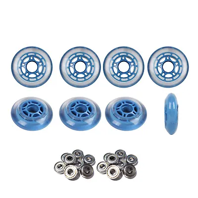 Roller Hockey Wheels HILO SET 76mm 80mm Soft Blue Inline Skate Abec 9 Bearings • $29.95