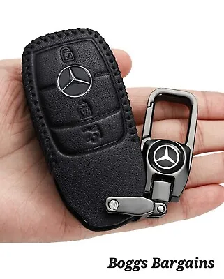Leather Black Car Key Fob Cover Case For Mercedes Benz E S Class W213 E200 E260 • $12.76