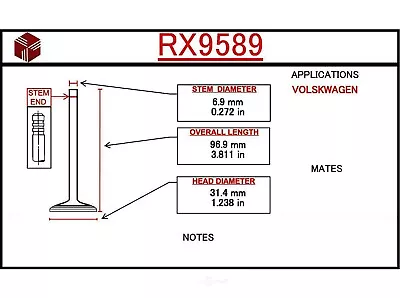 Engine Exhaust Valve-SOHC Eng Code: ALH ITM RX9589 • $36.99