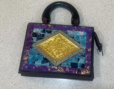 Vintage Shell Tile Purse Handbag Mosaic Tile Purse Boho OOAK • $15