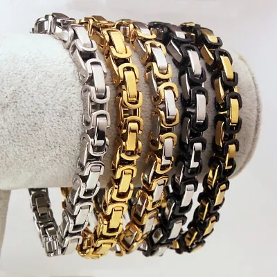 5/6/8mm Hot Women MENS Chain Byzantine Box Link Stainless Steel Bracelet 7 -11  • $4.08