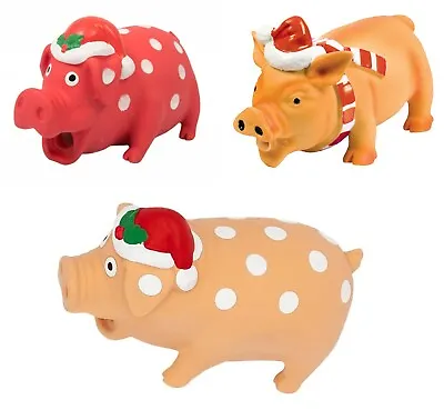 Good Boy Festive Latex Pig And Piglet Santa Hat Xmas Dog Toy Christmas Honking • £7.99