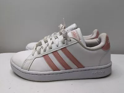 Women's ADIDAS 'Advantage Cloudfoam' SIZE 8 US Shoes White Pink Stripe • $44.95