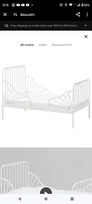 IKEA Metal Frame Minnen Extendable Bed In White Good Condition  • £25