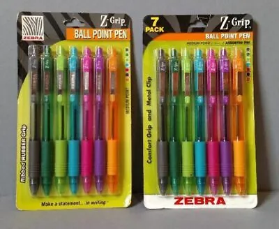 Zebra Z-Grip Ball Point Pens Assorted Colors 7 Pk X 2 Packs 22276 • $13.95