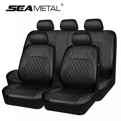 $42.99 • Buy 9pc Car Seat Cover PU Leather Interior Accessories Protector Universal Full Set