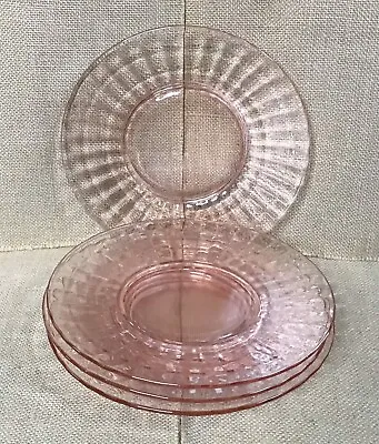 Vintage Rose Pink Glass Luncheon Plate Set 8 1/4 Inch Mid Century Modern • $34