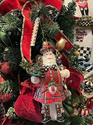 Mackenzie-Childs Scottish Santa Christmas Ornament With Courtly Check.  NIP • $150