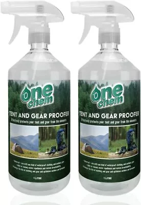 Tent And Gear Waterproof 2 X 1L Spray One Chem Camping Hiking Water Proofer • £14.99