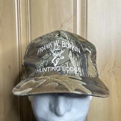 Vintage Camo Hunting Outdoors Hat Cap Frank W. Boykin Hunting Lodge  • $15