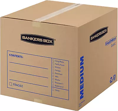 Bankers Box Smoothmove Basic Moving Boxes Medium 18 X 18 X 16 Inches 10 Pack  • $88.63