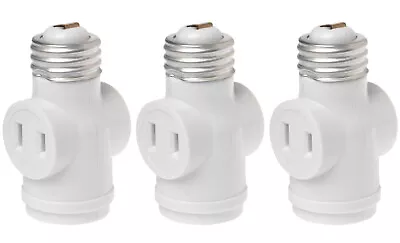 E26 Light Bulb Socket To 2 Polarized Outlet Adapter Convert Light Socket 3 Pack • $8.99