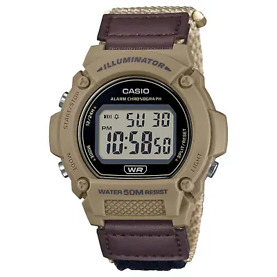 Casio W219HB-5AV Chronograph Watch Beige Nylon Band Alarm Illuminator • $26
