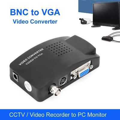 BNC S-Video To VGA Video Converter Adapter Composite 1080P HD PAL NTSC TV DVD • $18.92