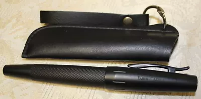 Luxury Faber-Castell E-Motion Rollerball Cigar Pen Pure Black W/Leather Holder • $24.99