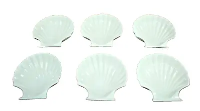 White Ceramic Clam Shell Shaped Baking Dishes Made In Japan Lot Of 6 Vtg.  T1459 • $89.99