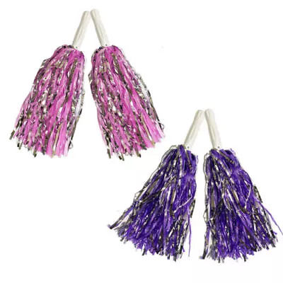 2x Cheerleader Dance Handheld Pom Poms  Football Party Fancy Dress Club Decor UK • £4.62