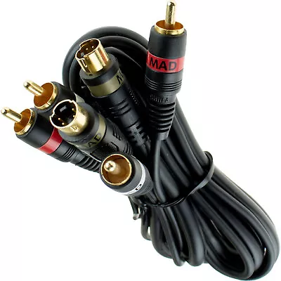 3 Ft. Stereo Audio/Video Cable -S-Video+2 RCA Gold Plated Connectors SVHS Black • $8.97