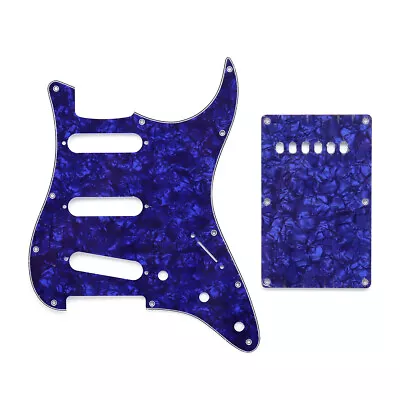 Electric Guitar 4 Ply SSS Pickguard And Tremolo Cover Back Plate Kit Blue Pearl • $34.05