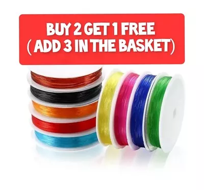 Colour Elastic Stretchy Thread Beading Cord Bracelet String For Jewellery Making • £2.99