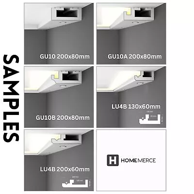 COVING GU10 LED AND DOWNLIGHT EPS PLASTER COATED Ceiling Wall Cornice SAMPLES • £2.99