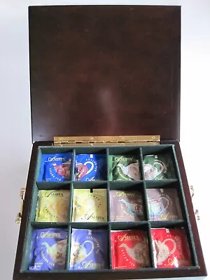 Vintage Bombay Co Mahogany Wood Tea Chest Box Organizer 12 Slot Brass Handles • $39