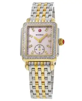 New Michele Deco Mid Pink Mother Of Pearl Dial Women's Watch MWW06V000129 • $1498.23