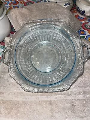 Vintage Depression Glass Mayflower Open Rose Ice Blue Vegetable Bowl  • $35