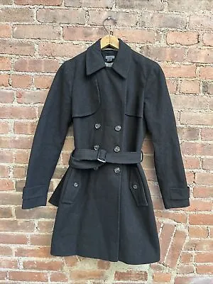 M0851 Women’s Trench Sz 2 Black Charcoal Wool Canada • $415