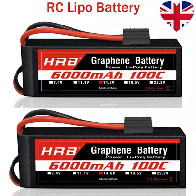 2pcs HRB 14.8V 4S LiPo Battery 6000mAh TRX For RC Drone Car Helicopter Boat • £117.29
