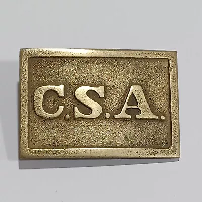 Vintage Csa Confederate States Of America 3 Hook Solid Cast Brass Belt Buckle • $76