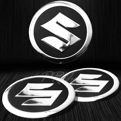 2x 2  3D Emblem Logo Fairing/Fender  S  Logo Sticker Suzuki Black+Chromed Silver • $11.98