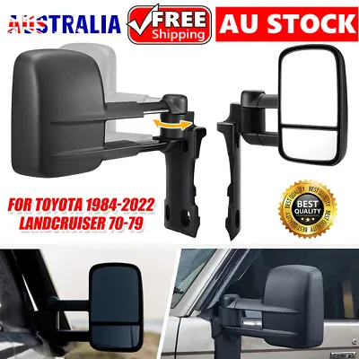 Pair Mirrors For Toyota Landcruiser 70~79 Series Manual Towing Steering Lamp • $340.95