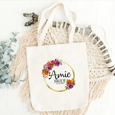 £7.99 • Buy Personalised Wedding Tote Bag | Bridesmaid Gift Bag | Amie