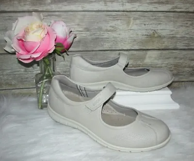 Ecco Gravel Gray Babett Genuine Leather Sz 10 10.5 41 Mary Jane Comfort Flats • $62.99