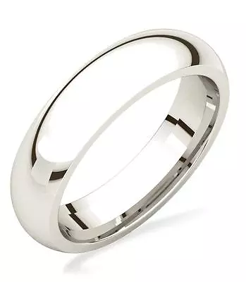 10K White Gold Men's Wedding Band Plain Domed Comfort Fit 5mm Wide Size 8 - 13 • $109.78