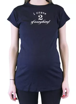 BELLY CRAVINGS Maternity Black  I Crave 2 Of Everything  Shirt One Size $49 NWT • £9.45