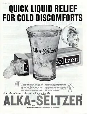 Vintage Advertising Print Ad Antacid Alka-Seltzer Cold Discomforts SPEEDY 1959 • $10.95