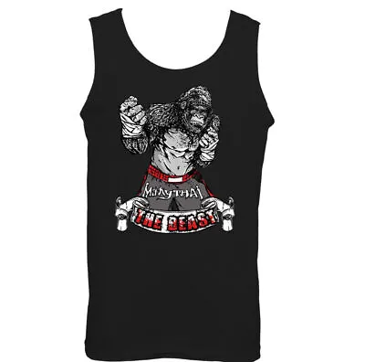 Muay Thai Gorilla The Beast Mens Funny Gym Vest MMA Kick Boxing Training Top • £11.99