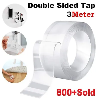 Reusable Heavy Duty Transparent Gel Tape Sticky Pads Adhesive Double Side Nano  • $13