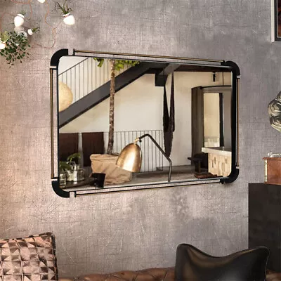 Rustic Industrial Rectangular Wall Decor Mirror HD Float Glass Vanity Mirror US • $82.93