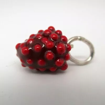$29 • Buy Vintage ENAMEL Sterling Silver RASPBERRY Charm For Bracelet PENDANT Fruit Charms