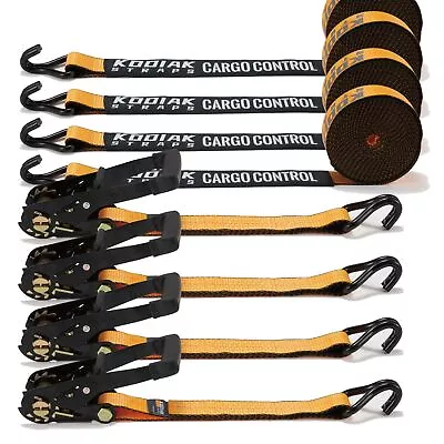 4 Pack Ratchet Tie Down Straps 10000lbs 2 X27' Heavy Duty With Wired J Hooks • $89.99