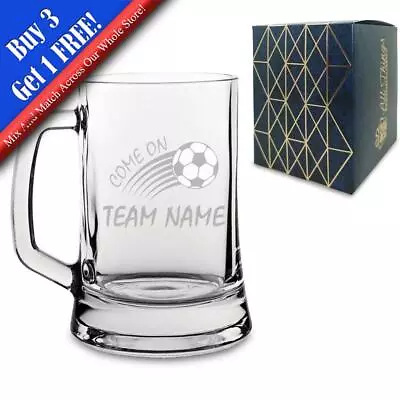 Personalised Engraved Football Tankard Come On Curved Football Design • £12.95