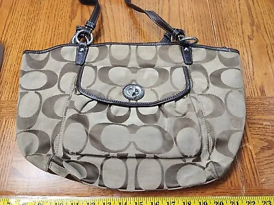 Coach Leah Signature C Tote Shoulder Handbag Purse No. F14659 Brown • $40