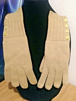 NEW * MICHAEL KORS *  Brown * Gold Button Accents * Women's Knit Gloves *  • $15