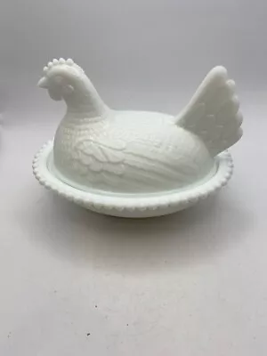 White Milk Glass Turkey Nesting Pre Owned 6x9  • $30