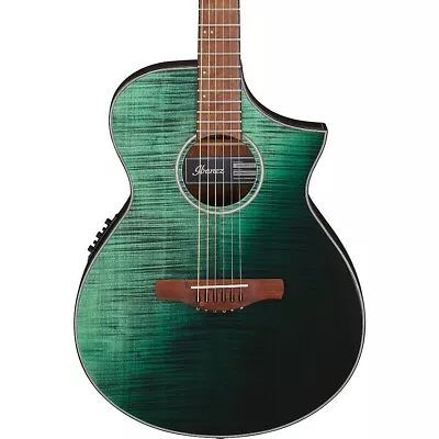 Ibanez AEWC32FM Thinline Acoustic-Electric Guitar Dark Green Sunset Fade • $449.99